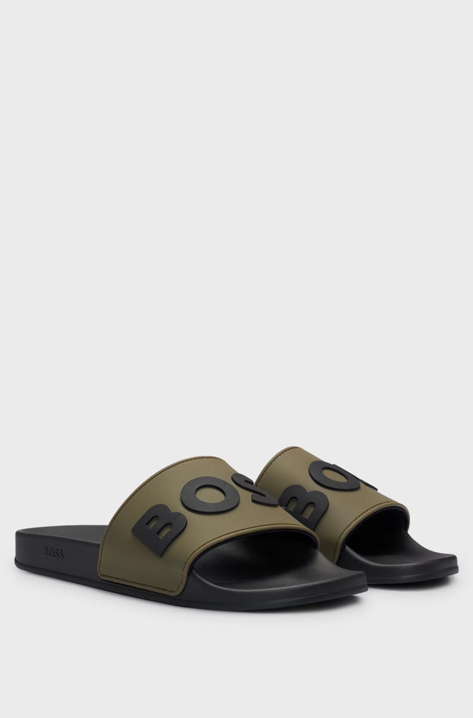 BOSS ITALIAN SLIDES WITH RAISED LOGO-LIGHT GREEN