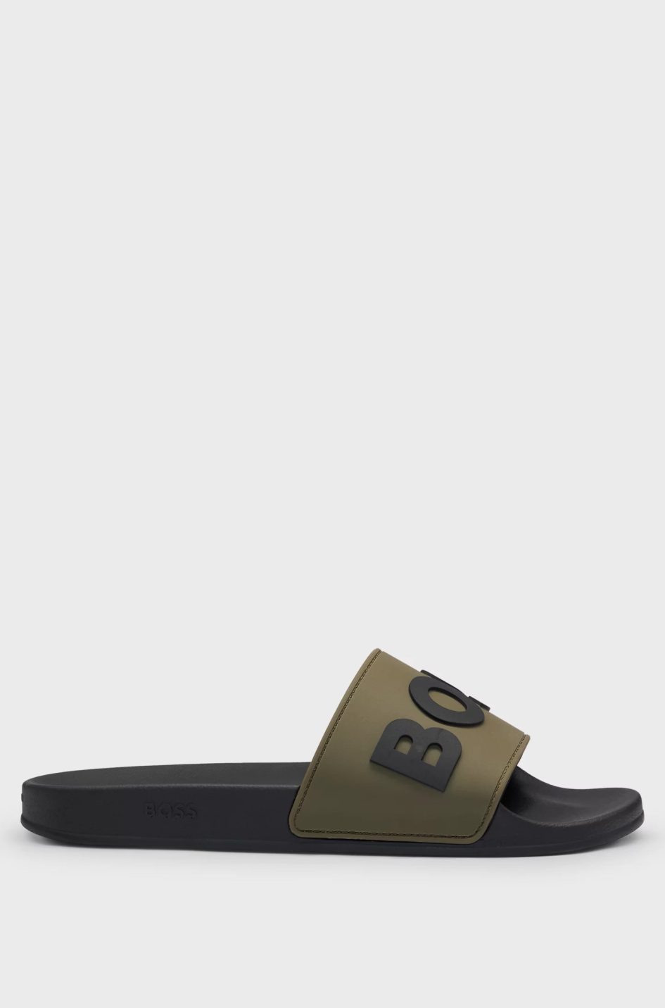 BOSS ITALIAN SLIDES WITH RAISED LOGO-LIGHT GREEN