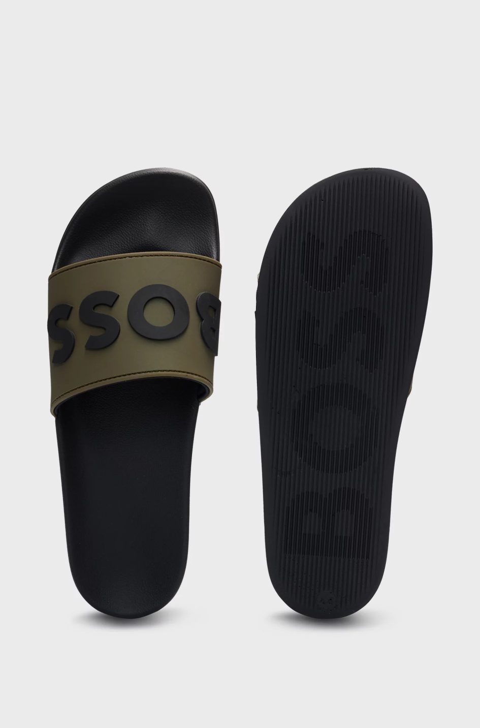 BOSS ITALIAN SLIDES WITH RAISED LOGO-LIGHT GREEN