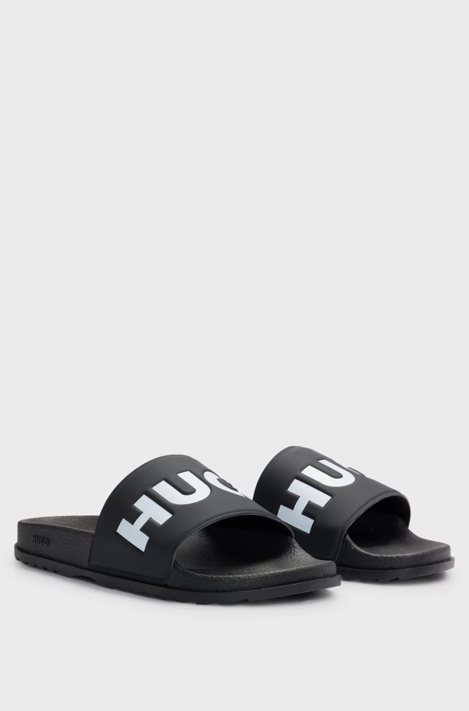 HUGO SLIDES WITH LOGO STRAP- BLACK