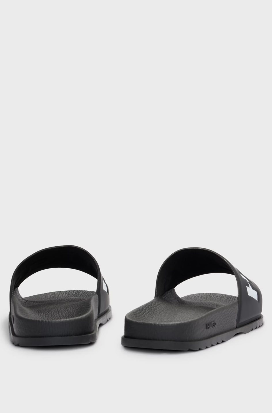 HUGO SLIDES WITH LOGO STRAP- BLACK