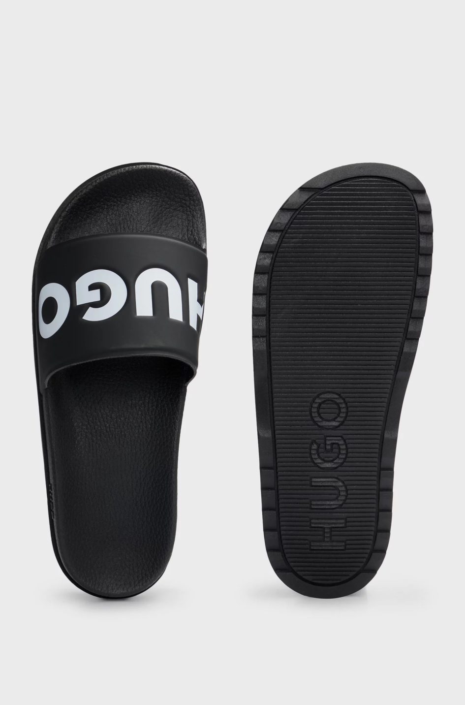 HUGO SLIDES WITH LOGO STRAP- BLACK