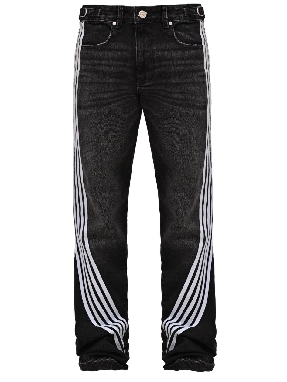 Reputation studios racer flare denim - black