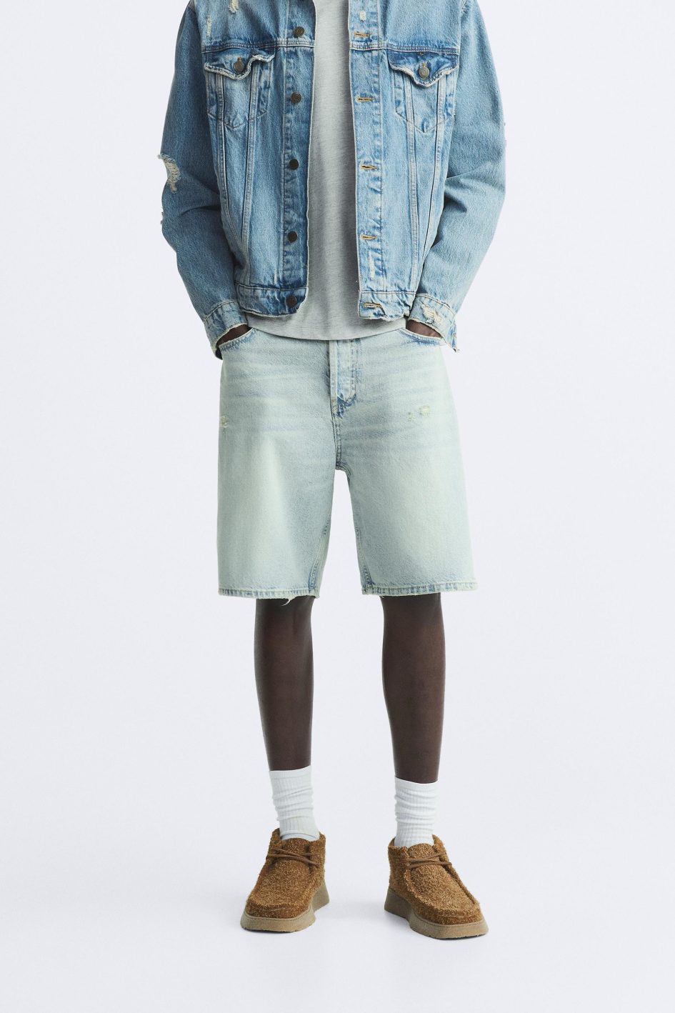 Zara straight leg jorts -light blue