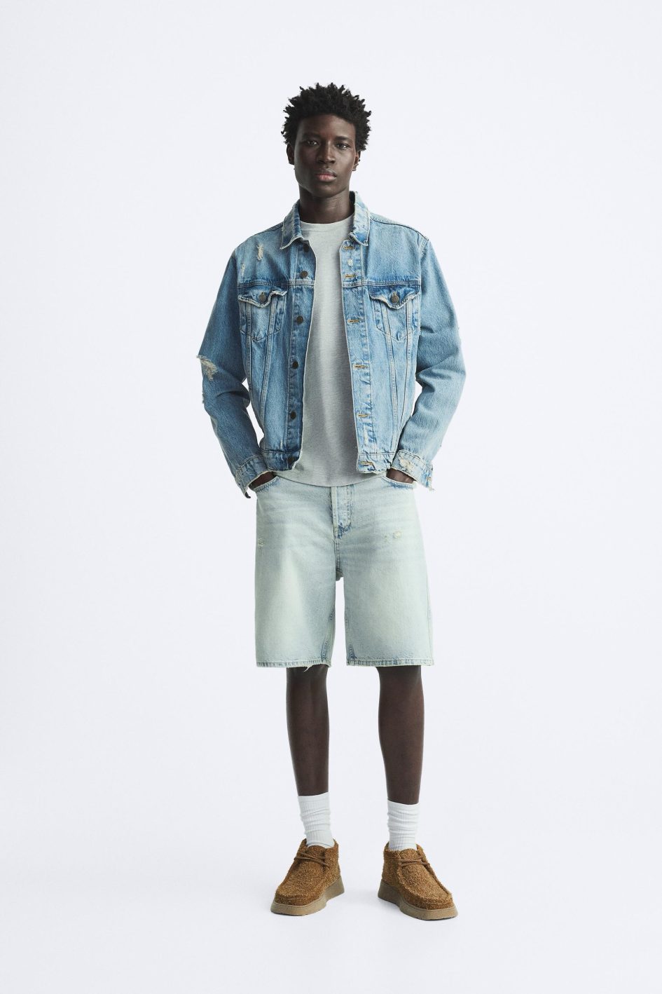 Zara straight leg jorts -light blue