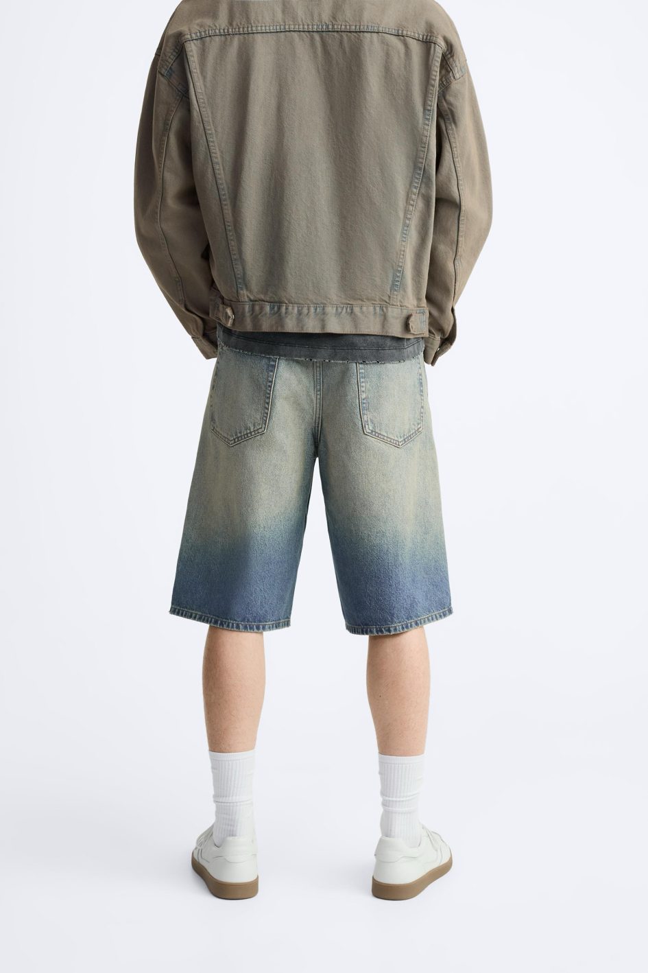 Zara baggy fit Bermuda jorts - mid blue