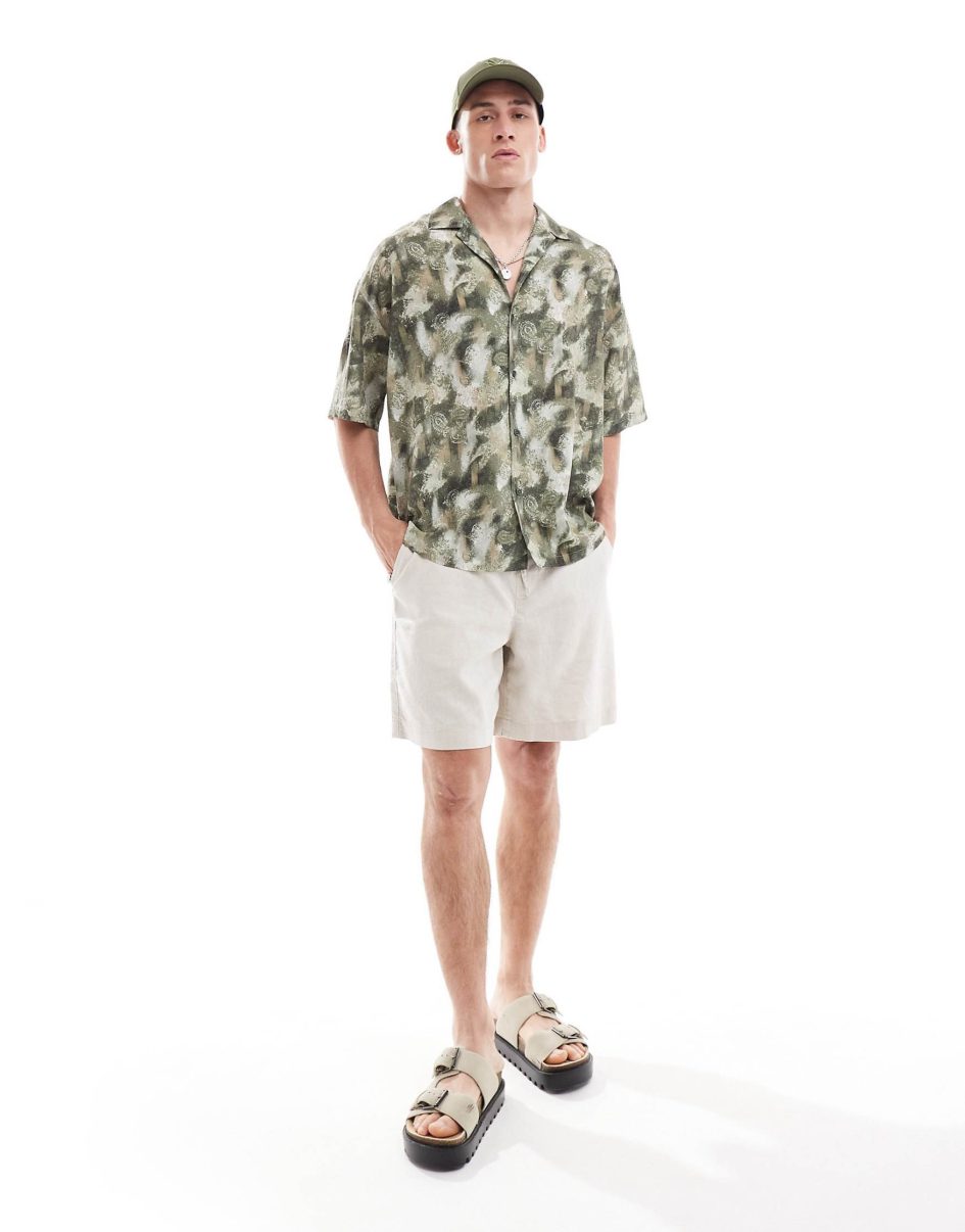 Pull & Bear graphic blur printed shirt in green