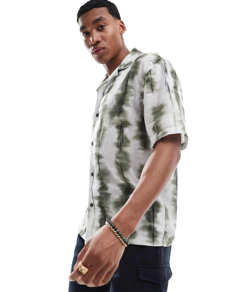 Pull & bear dye printed shirt in khaki
