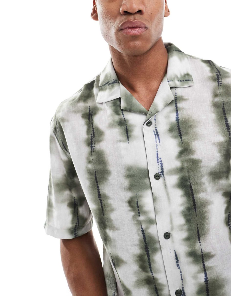 Pull & bear dye printed shirt in khaki