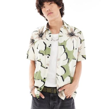 River Island floral print shirt in green