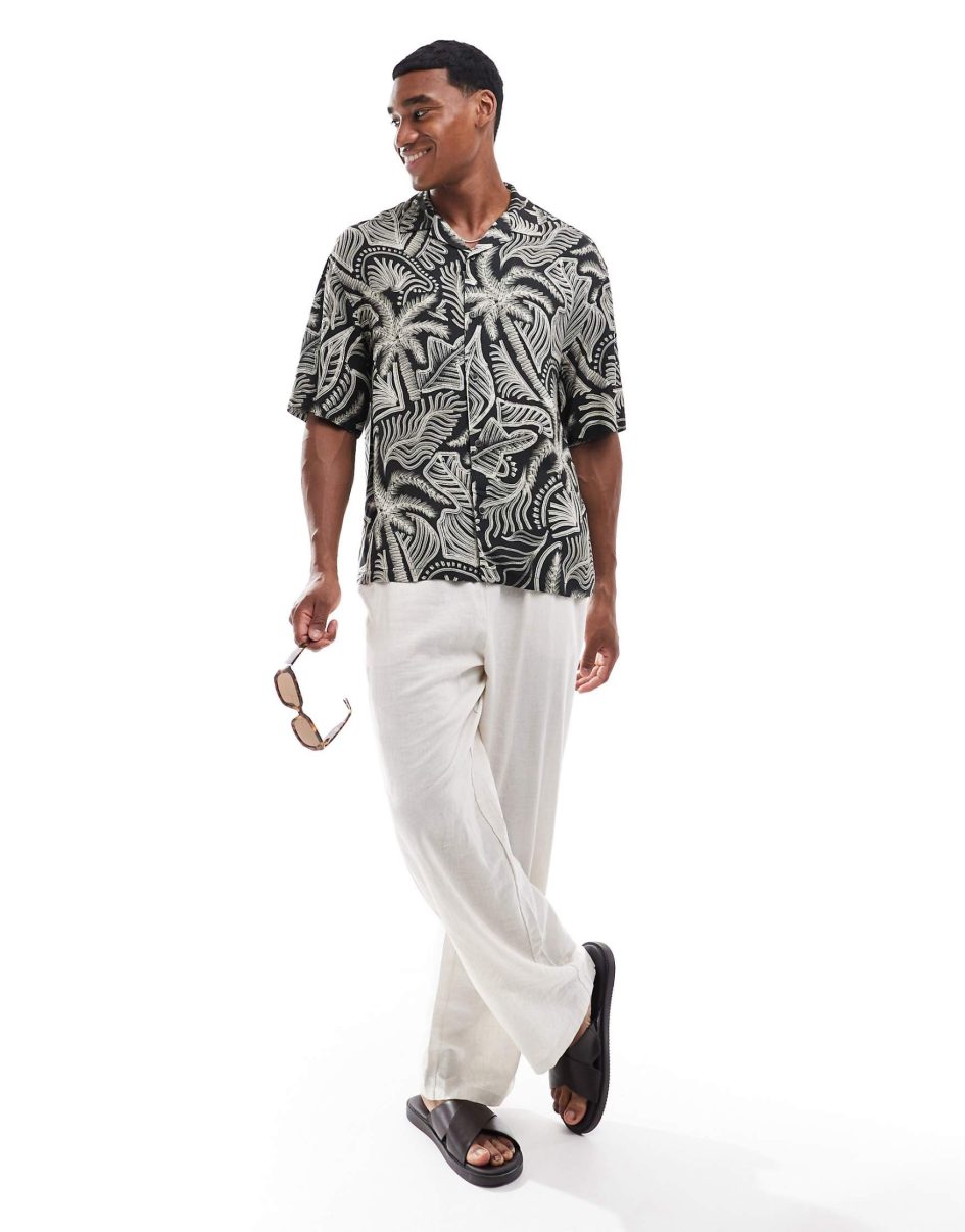 Pull&bear floral print shirt in white