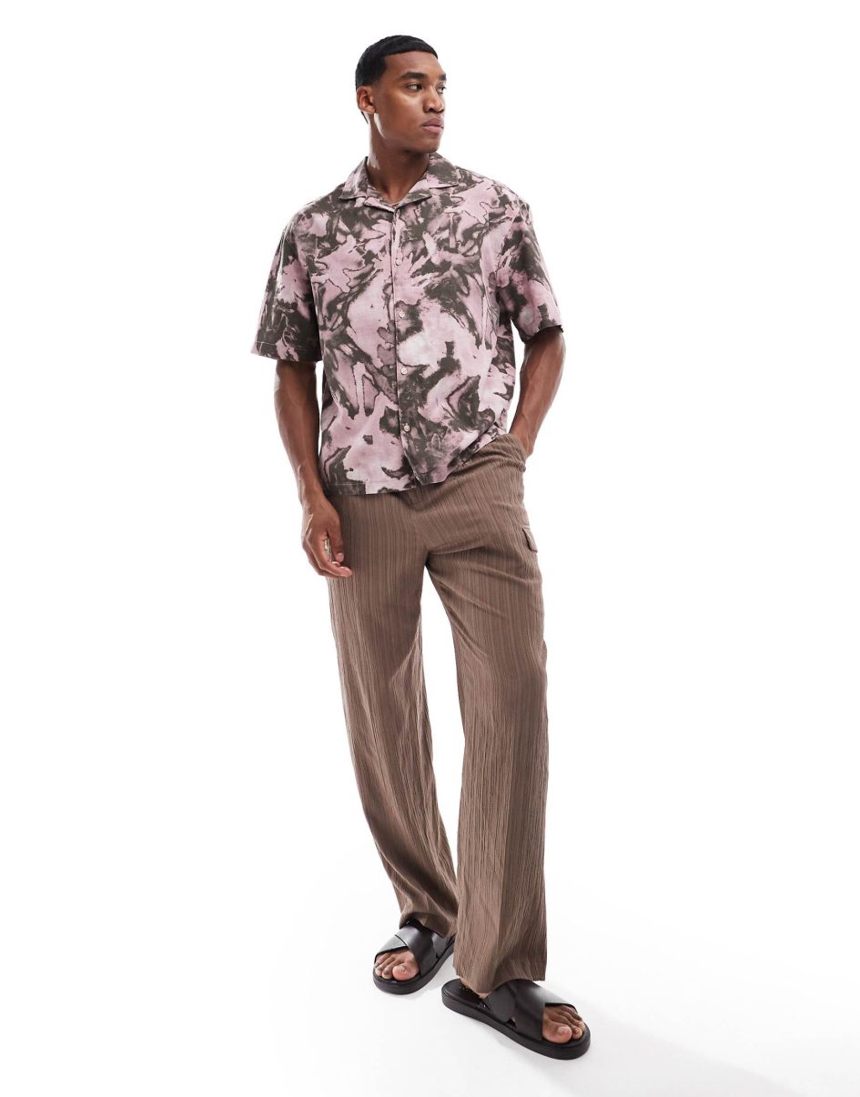 Pull&bear floral print shirt in dusky pink