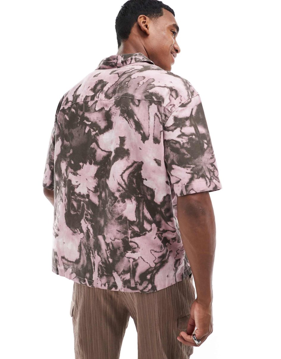 Pull&bear floral print shirt in dusky pink