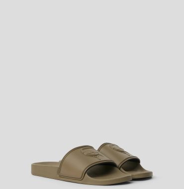 KARL LAGERFELD IKON NFT CONDO SLIPPERS IN KHAKI