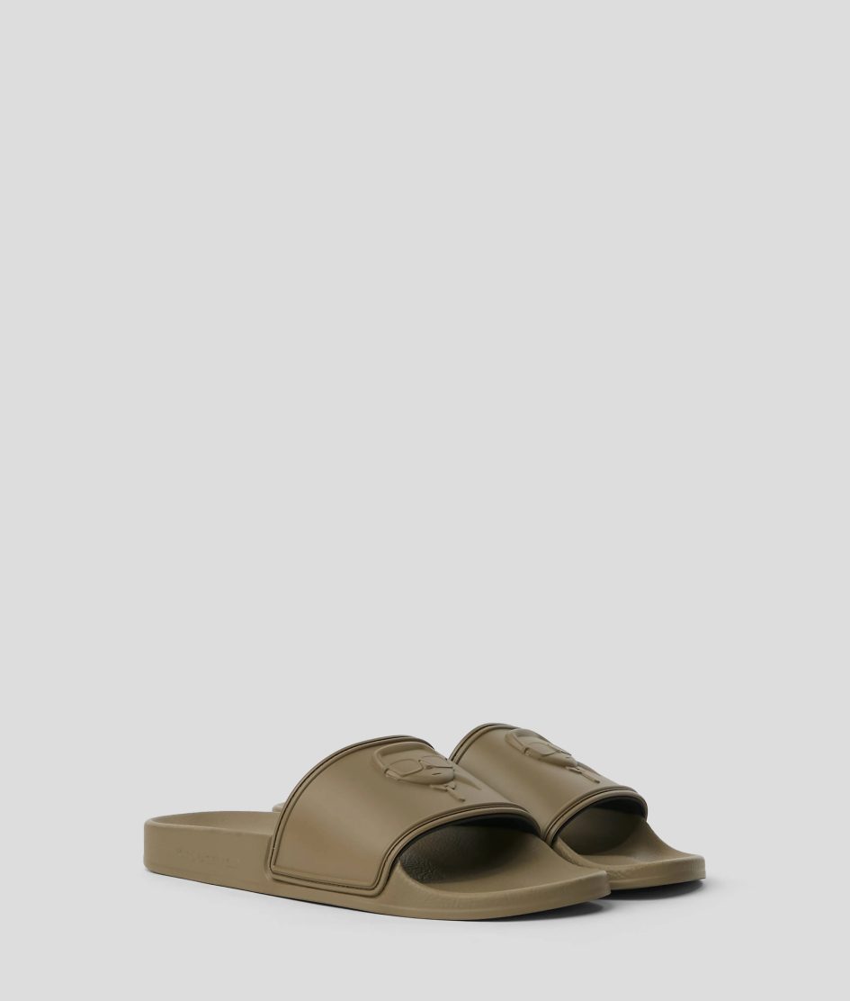 KARL LAGERFELD IKON NFT CONDO SLIPPERS IN KHAKI