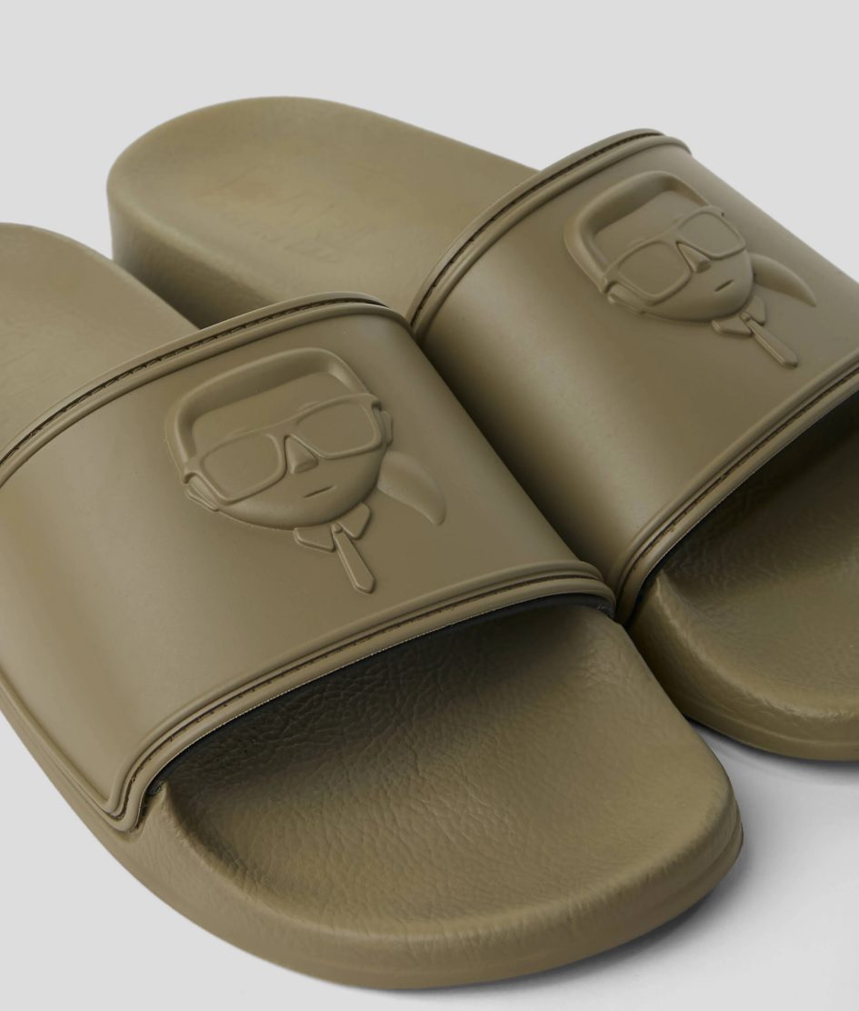 KARL LAGERFELD IKON NFT CONDO SLIPPERS IN KHAKI
