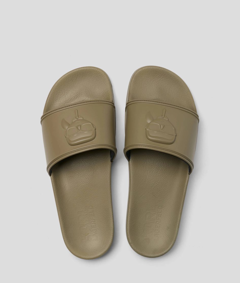 KARL LAGERFELD IKON NFT CONDO SLIPPERS IN KHAKI