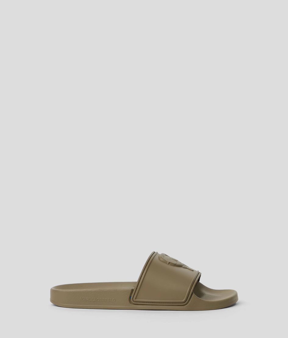 KARL LAGERFELD IKON NFT CONDO SLIPPERS IN KHAKI