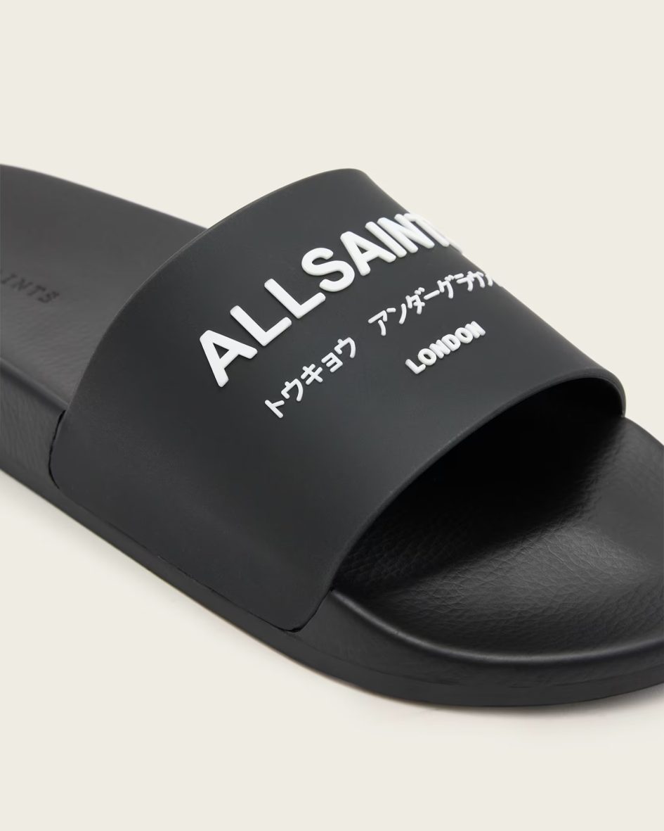 All saints underground rubber sliders in black
