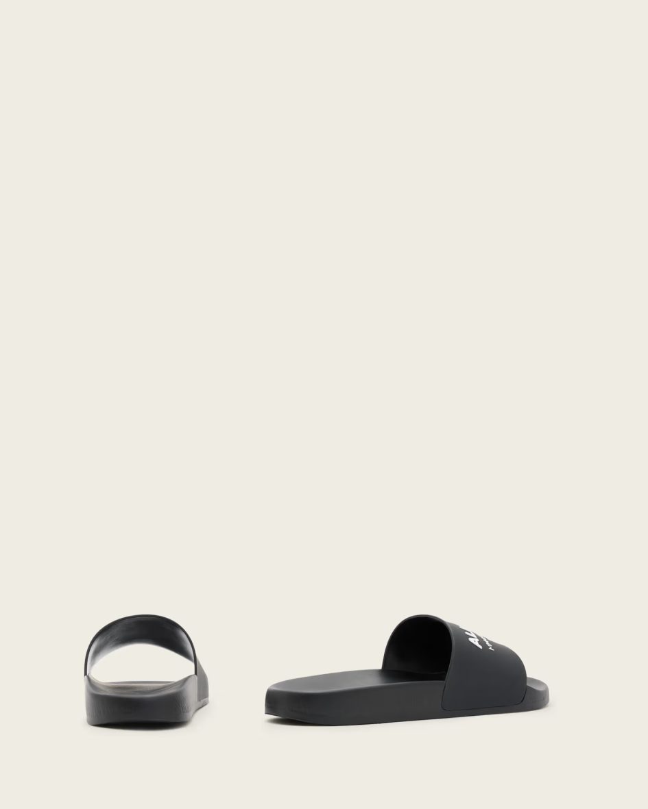 All saints underground rubber sliders in black
