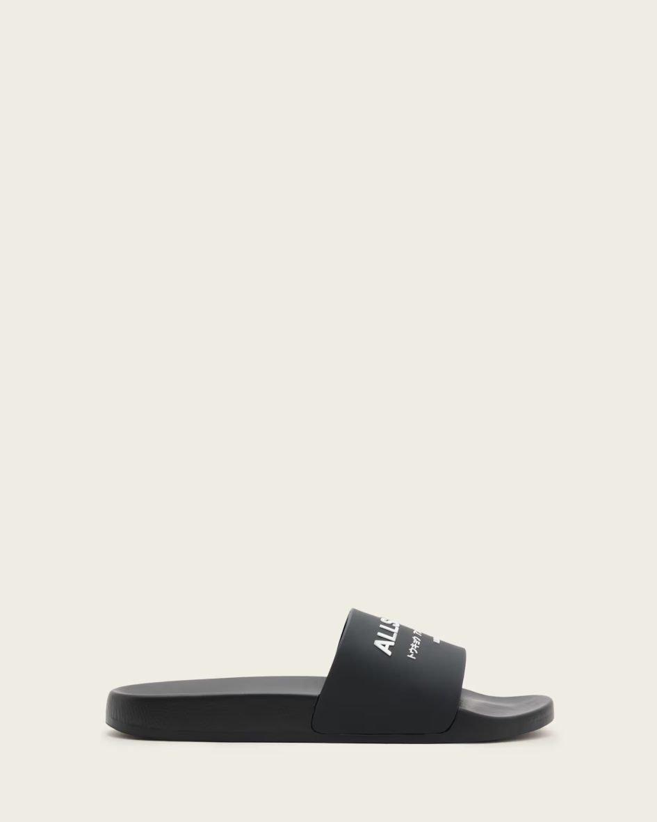 All saints underground rubber sliders in black