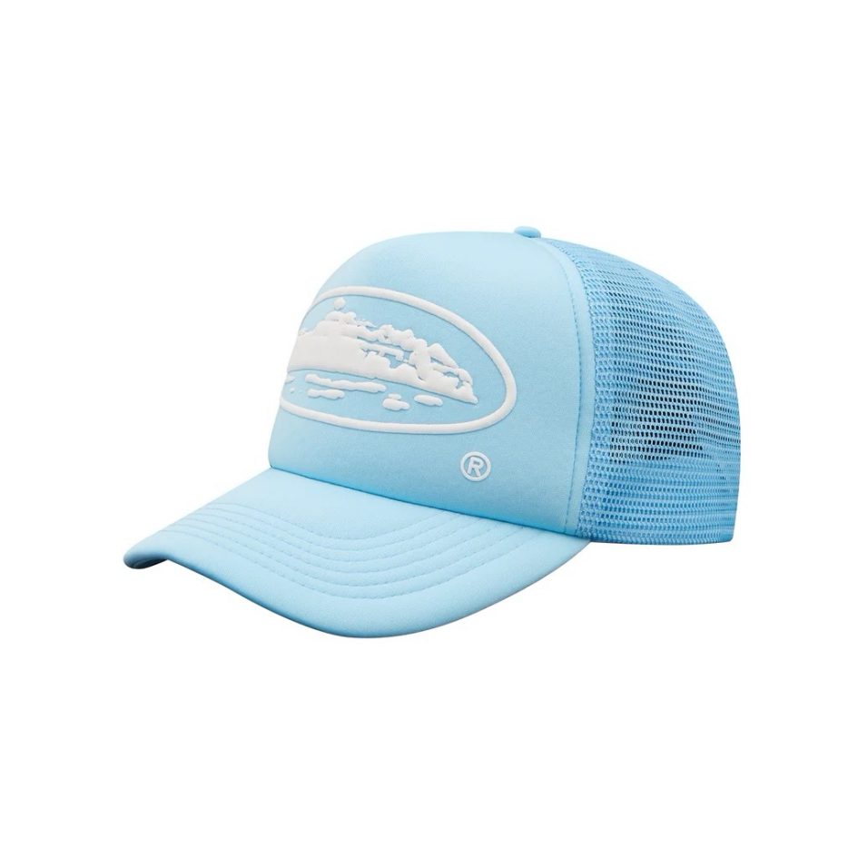 CORTEIZ ALCATRAZ PUFF PRINT TRUCKER HAT-BLUE