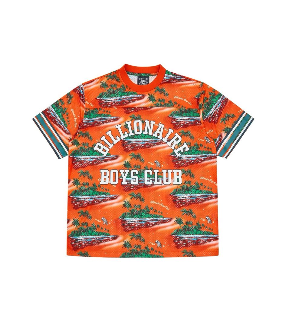 Billionaire boys club TROPICAL ISLAND PRINT FOOTBALL TOP