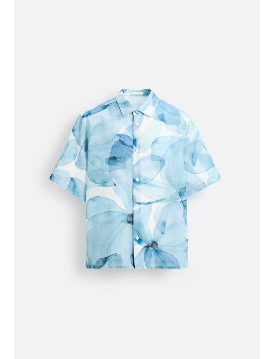 Zara abstract print T-shirt-blue