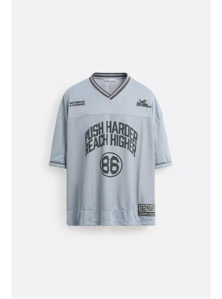 Zara varsity textured t-shirt