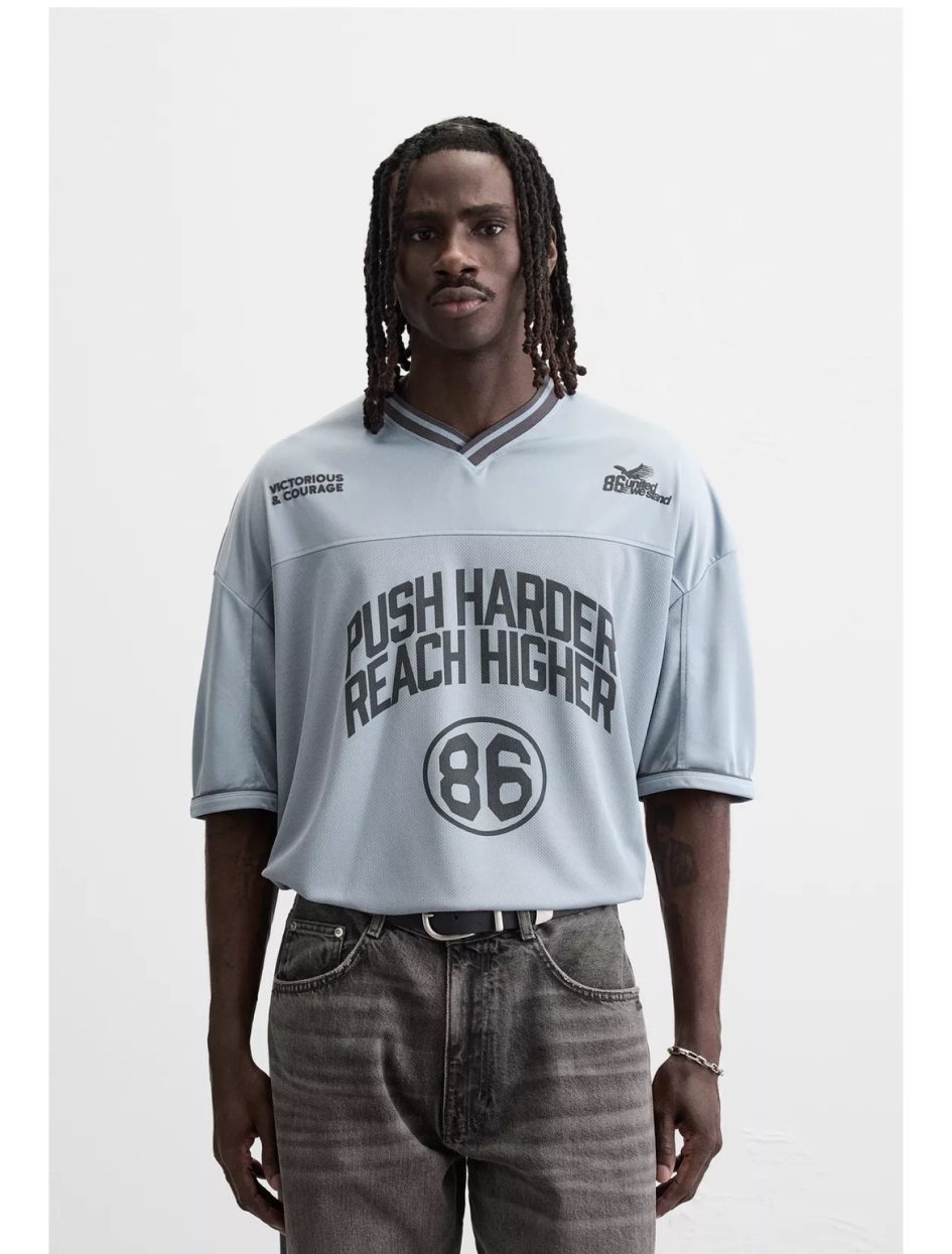 Zara varsity textured t-shirt