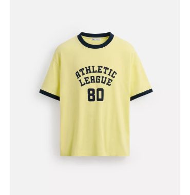 Zara contrast ribbed text t-shirt